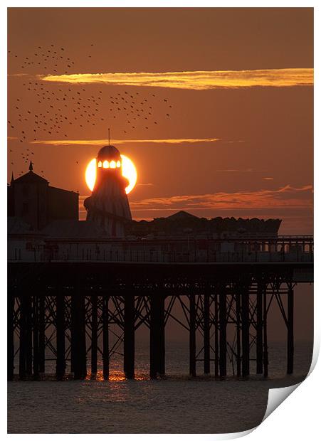 Sunset over Brighton Pier Print by TIM HUGHES