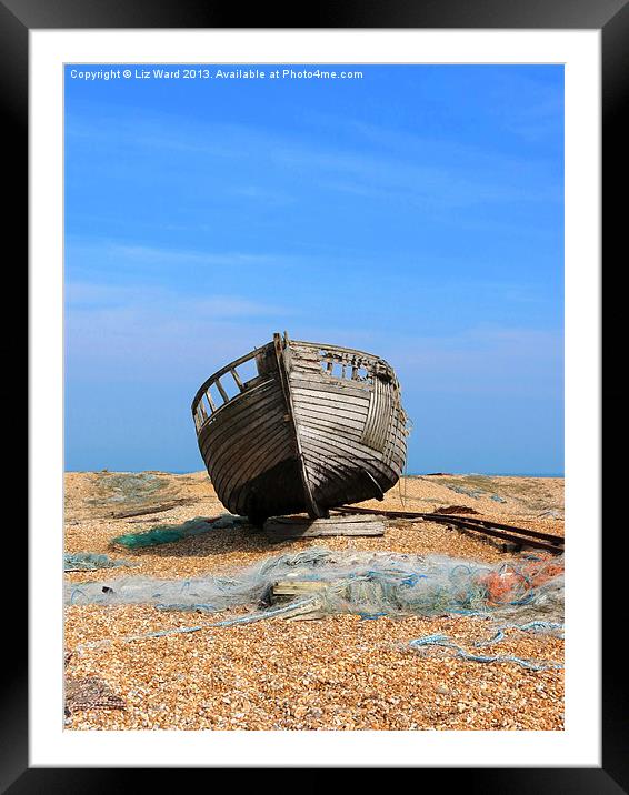 Dungeness Old Boat Framed Mounted Print by Liz Ward