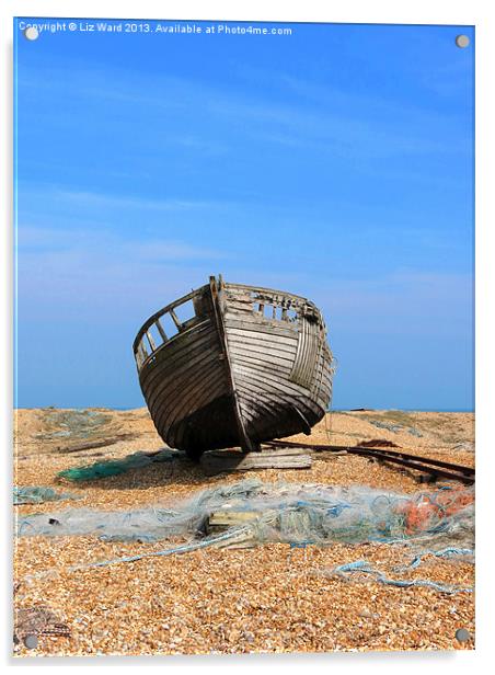 Dungeness Old Boat Acrylic by Liz Ward