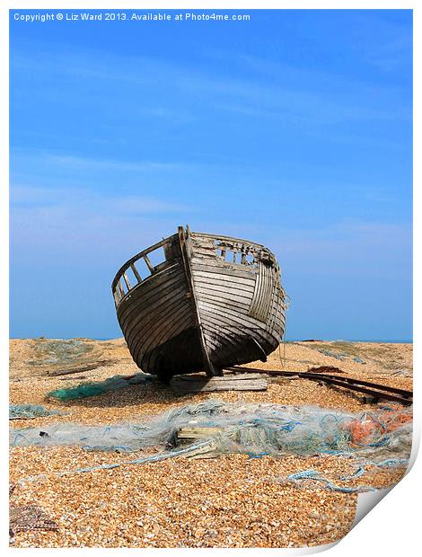 Dungeness Old Boat Print by Liz Ward