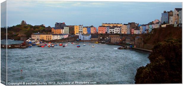 Tenby Harbour. Spring Tide. Canvas Print by paulette hurley