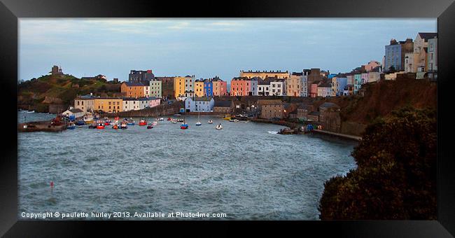 Tenby Harbour. Spring Tide. Framed Print by paulette hurley