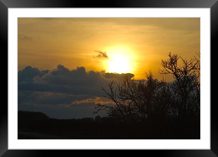 Sunset over Sunk Island Framed Mounted Print by Lynne Easton