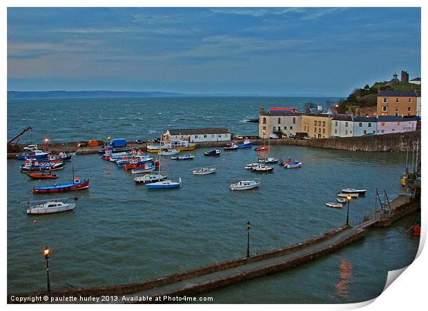 Tenby Harbour.High Tide.Wales. Print by paulette hurley