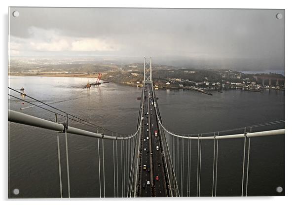 Top of Forth Road Bridge Acrylic by Andrew Beveridge