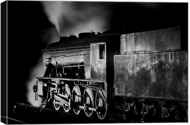 Steam freight loco waiting by night Canvas Print by Ian Duffield