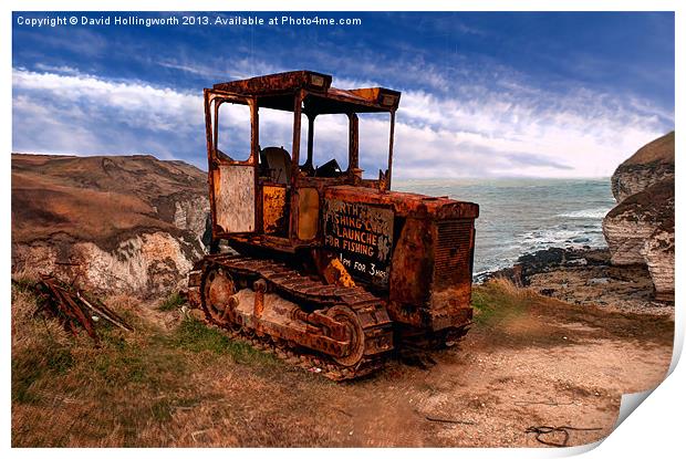 Rust Tractor For Hire Print by David Hollingworth