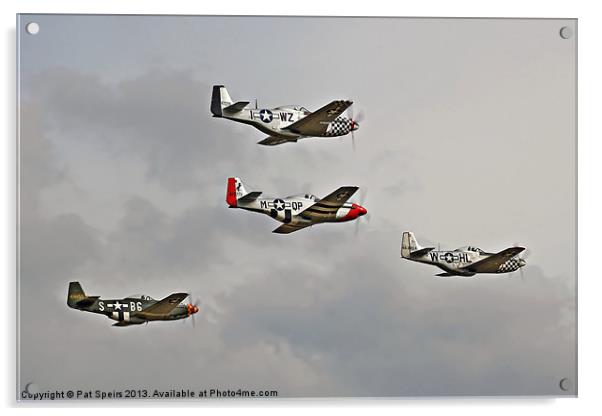 8th Air Force - Mustangs (P51) Acrylic by Pat Speirs