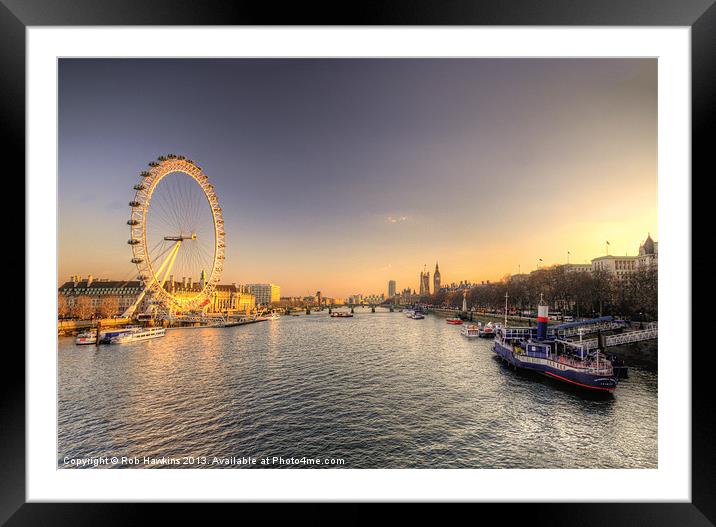 Dusk on the Thames Framed Mounted Print by Rob Hawkins