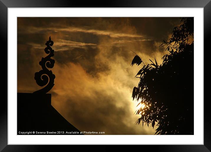 Temple Finial and Bamboo at Dawn Framed Mounted Print by Serena Bowles