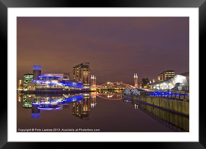 Manchester at night Framed Mounted Print by Pete Lawless