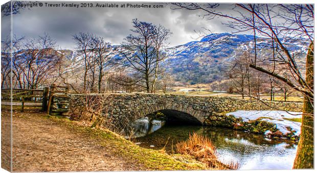 Cow Bridge Brothers Water Lake District Canvas Print by Trevor Kersley RIP