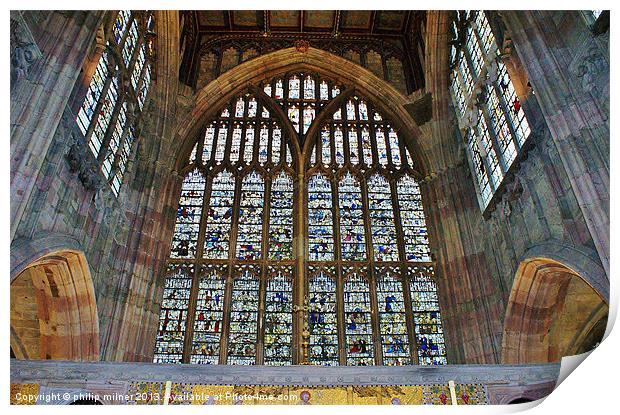 Great Malvern Priory Windows Print by philip milner