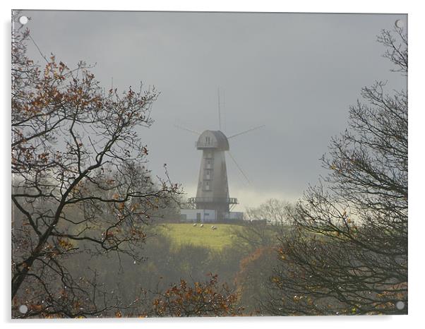 Windmill near Sandhurst Kent Acrylic by Ursula Keene