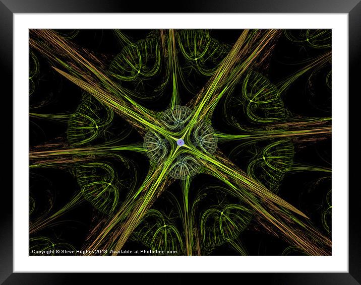 Green Fractal snowflake Framed Mounted Print by Steve Hughes