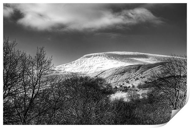 Fan Fawr Brecon Beacons 3 Mono Print by Steve Purnell