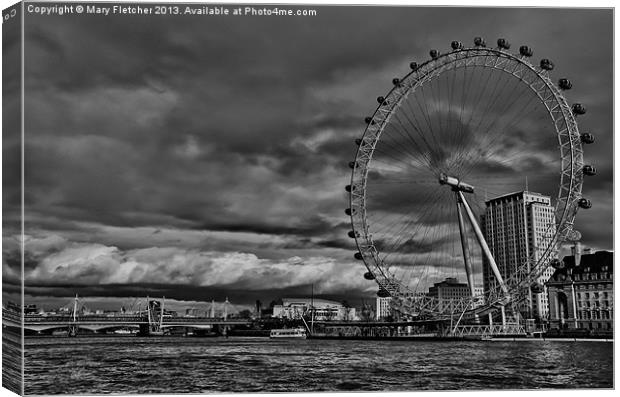 London Eye in Black and White Canvas Print by Mary Fletcher