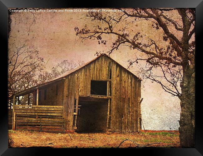 Vintage Wood Barn Framed Print by Betty LaRue