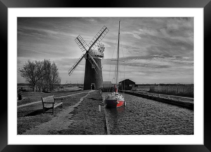Horsey Windpump and Boat Framed Mounted Print by Dean Messenger