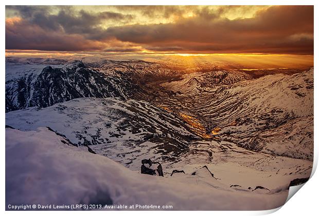 Sunrise over the Langdale Valley Print by David Lewins (LRPS)