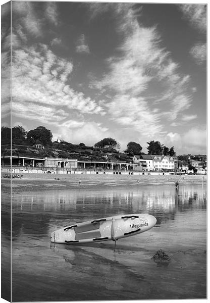Lyme Regis Seafront & Lifeguard Raft Canvas Print by Darren Galpin
