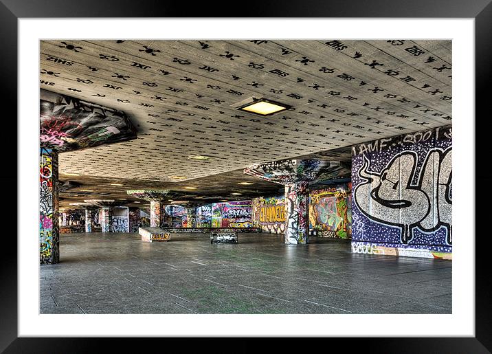 Graffiti Skateboard Embankment London Framed Mounted Print by Robert  Radford