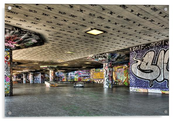 Graffiti Skateboard Embankment London Acrylic by Robert  Radford