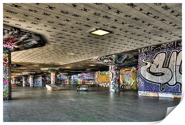 Graffiti Skateboard Embankment London Print by Robert  Radford