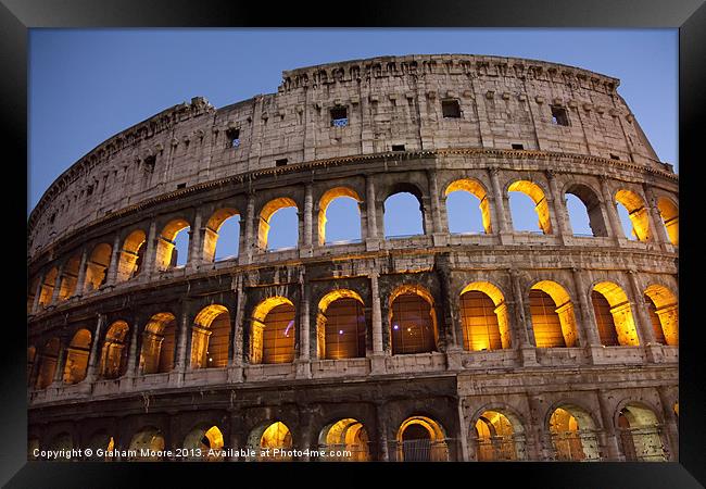 Colosseum at dusk, Rome Framed Print by Graham Moore