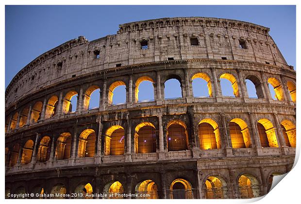 Colosseum at dusk, Rome Print by Graham Moore