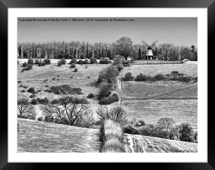 Cobstone Windmill - Turville -  BW Framed Mounted Print by Colin Williams Photography