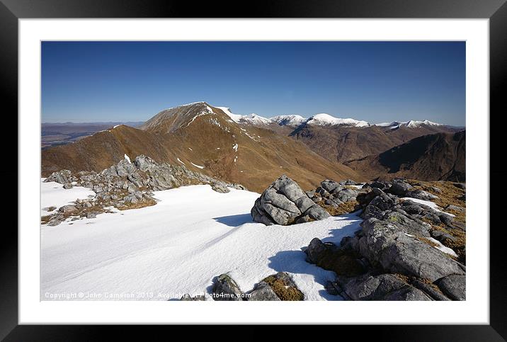 Sgurr a Mhaim and the Devils Ridge. Framed Mounted Print by John Cameron