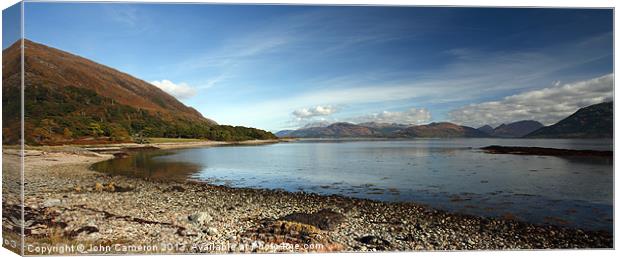 Loch Linnhe from Ardgour. Canvas Print by John Cameron