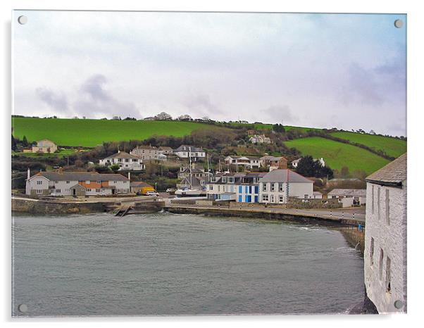 Cornish Seaside Village Acrylic by Bill Simpson