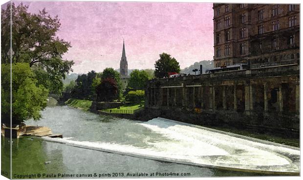 Pulteney weir in Bath 2 Canvas Print by Paula Palmer canvas