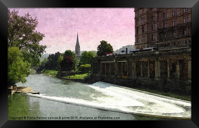 Pulteney weir in Bath 2 Framed Print by Paula Palmer canvas