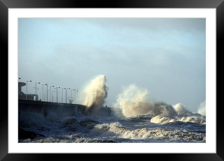 Rough seas at Wallasey Framed Mounted Print by Wayne Molyneux