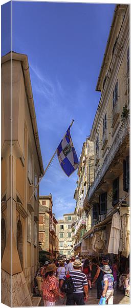 Shopping in Corfu Town Canvas Print by Tom Gomez