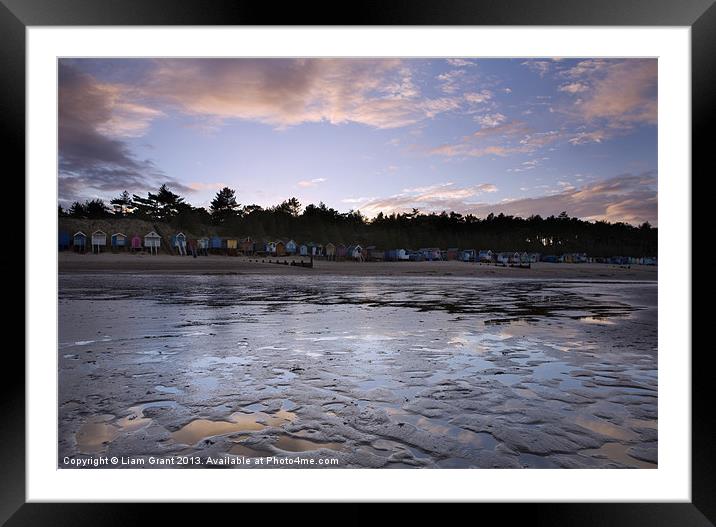 Beach Huts at sunset, Wells-next-the-sea Framed Mounted Print by Liam Grant