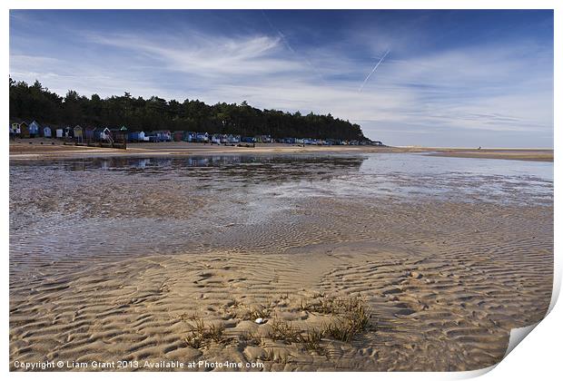 Beach huts and blue sky, Wells-next-the-sea Print by Liam Grant