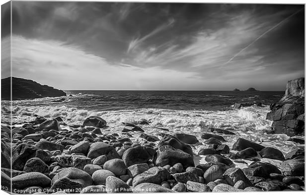 Cot Valley Porth Nanven 4 Black and White Canvas Print by Chris Thaxter