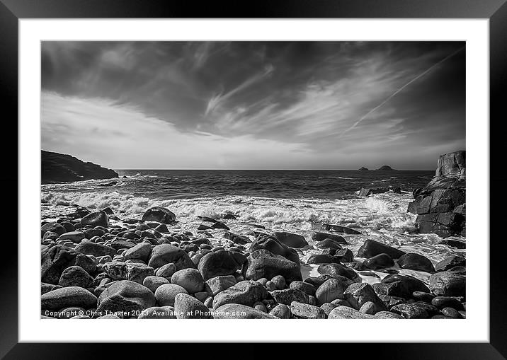 Cot Valley Porth Nanven 4 Black and White Framed Mounted Print by Chris Thaxter