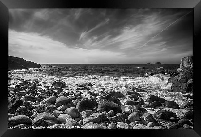 Cot Valley Porth Nanven 4 Black and White Framed Print by Chris Thaxter