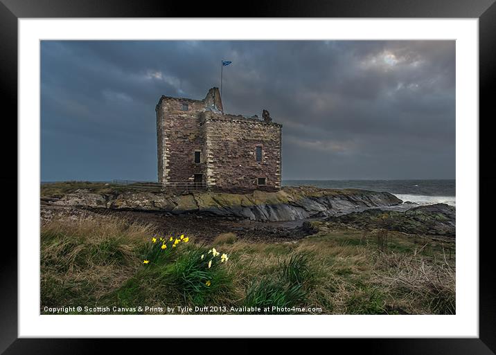 Storm Clouds over  Portencross Castle Framed Mounted Print by Tylie Duff Photo Art