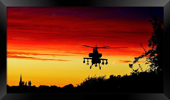 Apache helicopter sky, sunset Framed Print by Catherine Davies