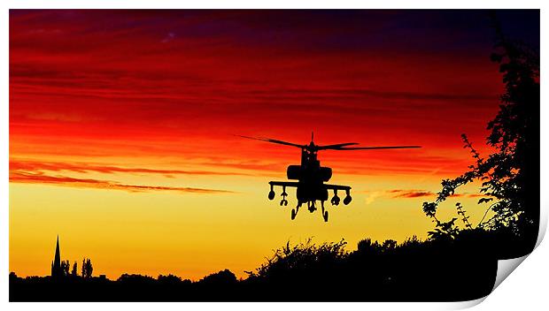 Apache helicopter sky, sunset Print by Catherine Davies