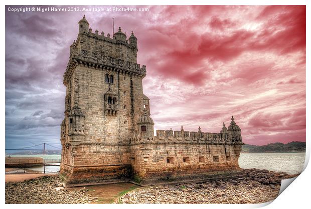 Tower of Belem Print by Wight Landscapes