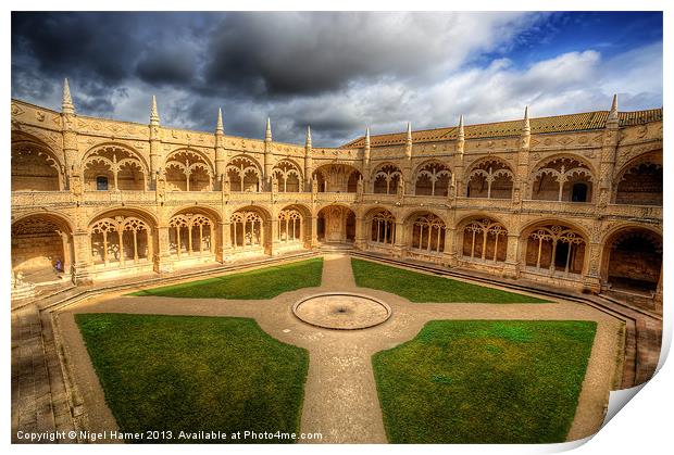 Monastery dos Jeronimos Cloisters Print by Wight Landscapes