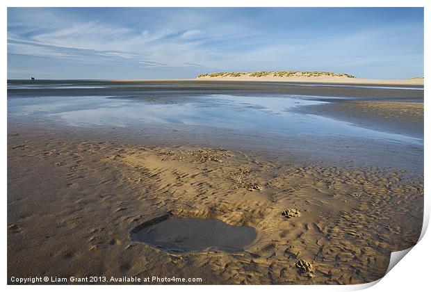 Paw prints in the sand, Wells-next-the-sea. Print by Liam Grant