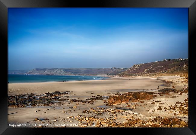 Low tide at Sennen Cove Framed Print by Chris Thaxter